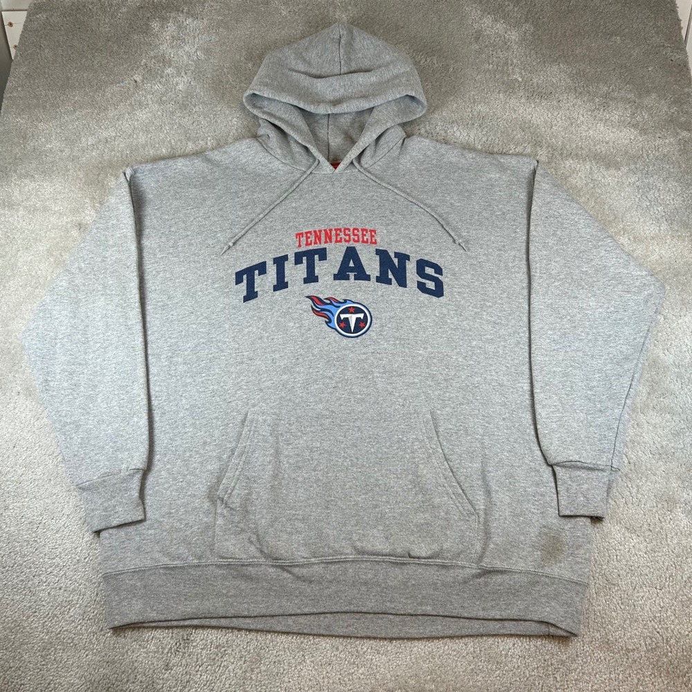 VTG NFL Tennessee Titans Hoodie Mens XL Gray Pullover Graphic Fleece Sweatshirt
